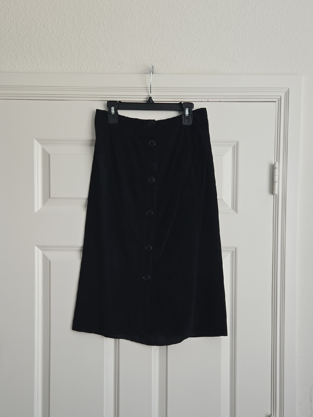 Ann Taylor Black Button-Front Midi Skirt
